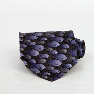 The Nature Conservancy Threespot Damsel Fish Blue Black Tie Silk Mens Necktie